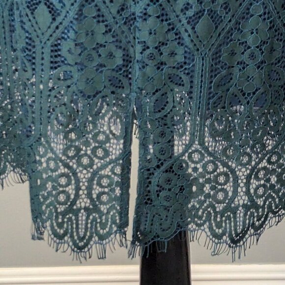 NWT Elegant Wedding Guest Lace Dress GreenShort Sleeve Dress -- Size M - Picture 8 of 12